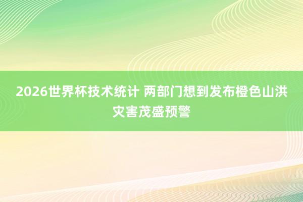 2026世界杯技术统计 两部门想到发布橙色山洪灾害茂盛预警