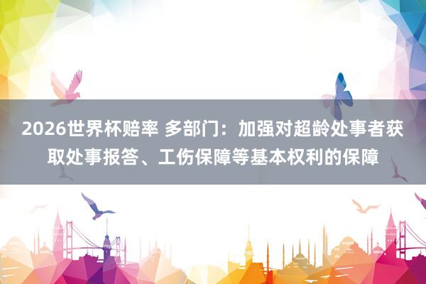 2026世界杯赔率 多部门：加强对超龄处事者获取处事报答、工伤保障等基本权利的保障