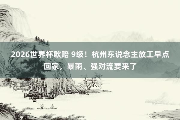 2026世界杯欧赔 9级！杭州东说念主放工早点回家，暴雨、强对流要来了