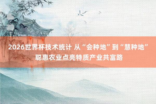 2026世界杯技术统计 从“会种地”到“慧种地” 聪惠农业点亮特质产业共富路