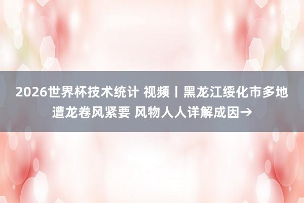2026世界杯技术统计 视频丨黑龙江绥化市多地遭龙卷风紧要 风物人人详解成因→