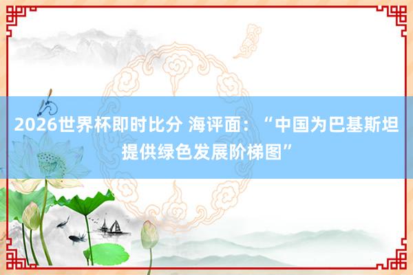 2026世界杯即时比分 海评面：“中国为巴基斯坦提供绿色发展阶梯图”