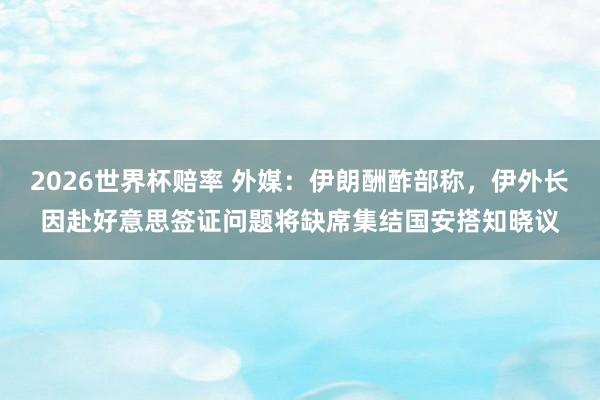 2026世界杯赔率 外媒：伊朗酬酢部称，伊外长因赴好意思签证问题将缺席集结国安搭知晓议