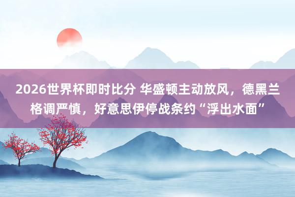 2026世界杯即时比分 华盛顿主动放风，德黑兰格调严慎，好意思伊停战条约“浮出水面”