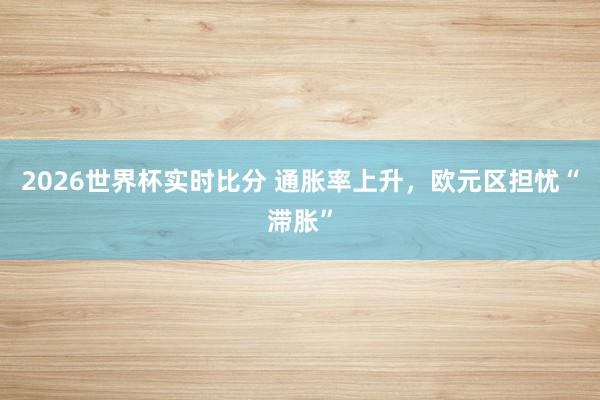 2026世界杯实时比分 通胀率上升，欧元区担忧“滞胀”