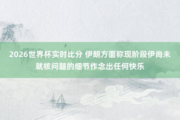 2026世界杯实时比分 伊朗方面称现阶段伊尚未就核问题的细节作念出任何快乐
