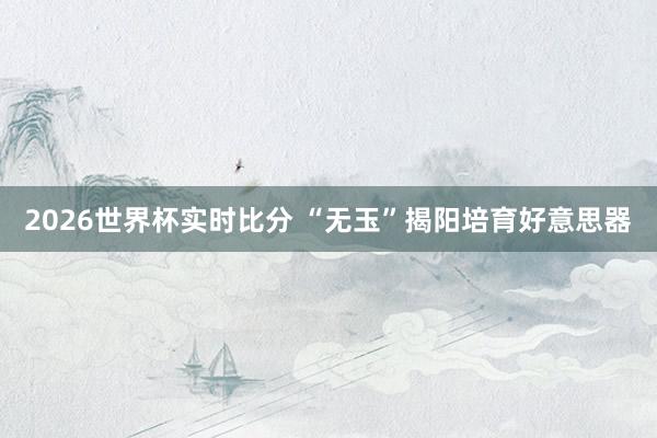 2026世界杯实时比分 “无玉”揭阳培育好意思器
