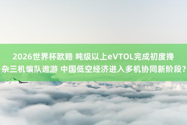 2026世界杯欧赔 吨级以上eVTOL完成初度搀杂三机编队遨游 中国低空经济进入多机协同新阶段？