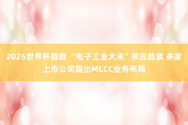2026世界杯指数 “电子工业大米”供应趋紧 多家上市公司露出MLCC业务布局