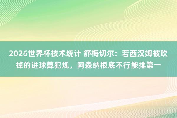 2026世界杯技术统计 舒梅切尔：若西汉姆被吹掉的进球算犯规，阿森纳根底不行能排第一