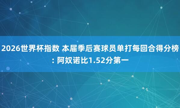 2026世界杯指数 本届季后赛球员单打每回合得分榜: 阿奴诺比1.52分第一