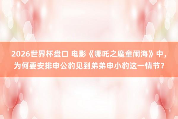 2026世界杯盘口 电影《哪吒之魔童闹海》中，为何要安排申公豹见到弟弟申小豹这一情节？