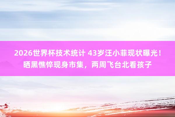 2026世界杯技术统计 43岁汪小菲现状曝光!晒黑憔悴现身市集,两周飞台北看孩子