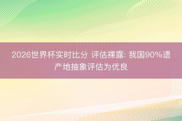 2026世界杯实时比分 评估裸露: 我国90%遗产地抽象评估为优良